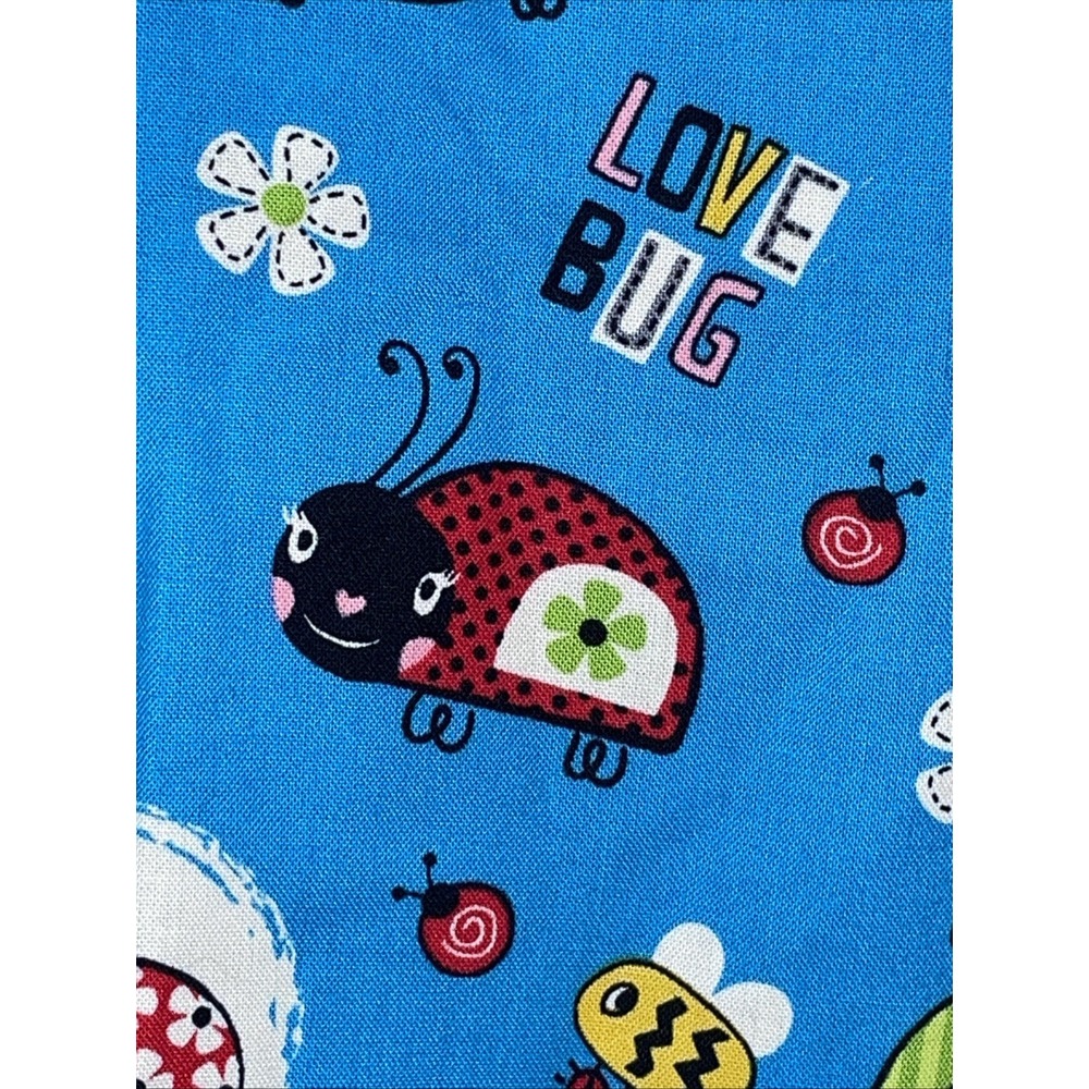 NWT ScrubStar XL Top Blue Bugs Ladybugs Bees Love Flower Double Waist Pockets